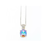 925 STERLING SILVER MULTICOLOR CZ CHAIN WITH PENDANT ITALY