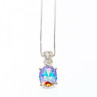 925 Sterling Silver Multicolor CZ Chain With Pendant Italy