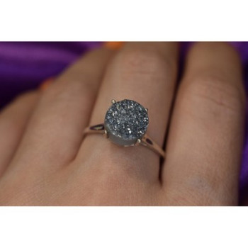 925 Sterling Silver Pyrite Ring Size 7.5