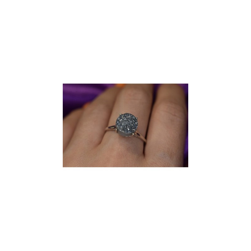 925 Sterling Silver Pyrite Ring Size 7.5