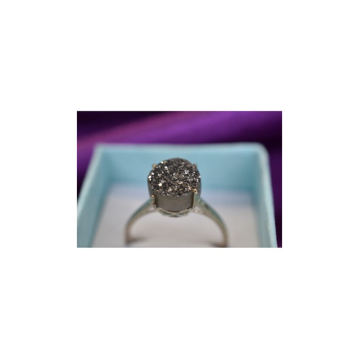 925 Sterling Silver Pyrite Ring Size 7.5