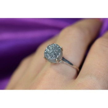925 Sterling Silver Pyrite Ring Size 7.5