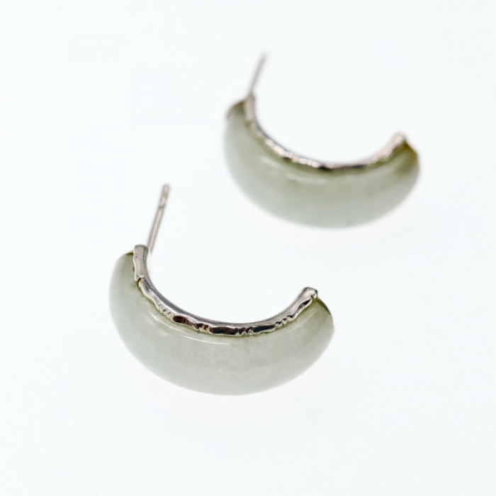 925 Sterling Silver Nephrite Stud Earrings