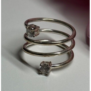925 Sterling Silver White Spinel Ring Size 6