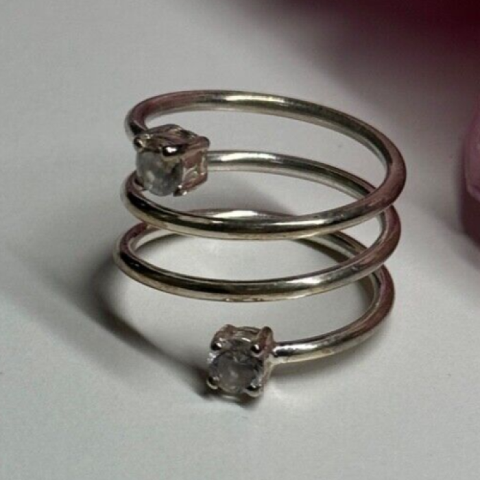 925 Sterling Silver White Spinel Ring Size 6