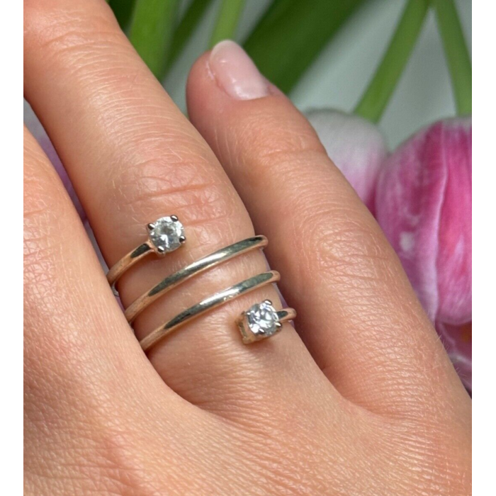 925 Sterling Silver White Spinel Ring Size 6