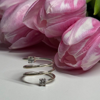 925 Sterling Silver White Spinel Ring Size 6