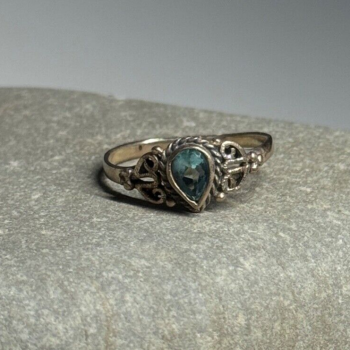 925 Sterling Silver Aquamarine Ring Size 6.5