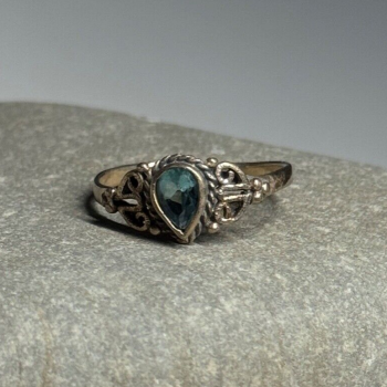 925 Sterling Silver Aquamarine Ring Size 6.5