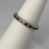 925 Sterling Silver Red & White CZ Band Ring Size 7