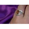 925 Sterling Silver Amber Ring Size 8.5