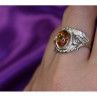 925 Sterling Silver Amber Ring Size 8.5
