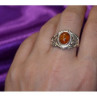 925 Sterling Silver Amber Ring Size 8.5
