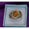 925 Sterling Silver Amber Ring Size 8.5