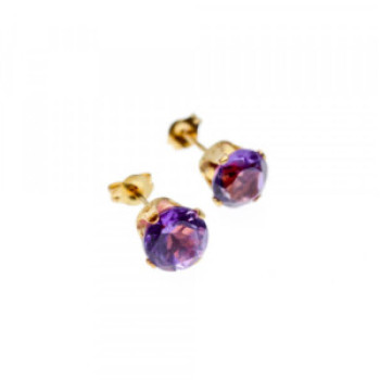 14K Yellow Gold Amethyst Earrings