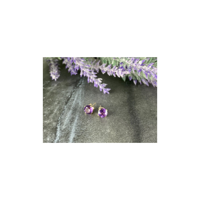 14K YELLOW GOLD AMETHYST EARRINGS