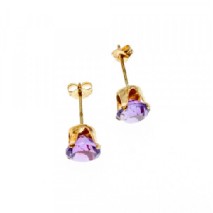 14K Yellow Gold Amethyst Earrings