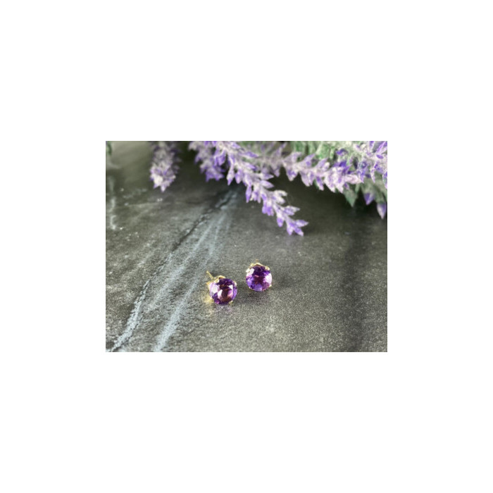 14K YELLOW GOLD AMETHYST EARRINGS