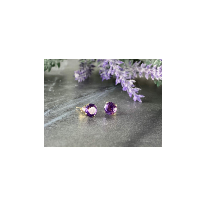 14K YELLOW GOLD AMETHYST EARRINGS