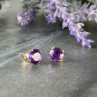 14K Yellow Gold Amethyst Earrings