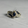 925 Sterling Silver Blue & White Sapphires Ring Size 6.5