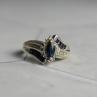 925 Sterling Silver Blue & White Sapphires Ring Size 6.5