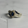 925 Sterling Silver Blue & White Sapphires Ring Size 6.5