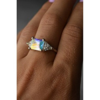 925 Sterling Silver Alpanite & CZ Ring Size 8.5