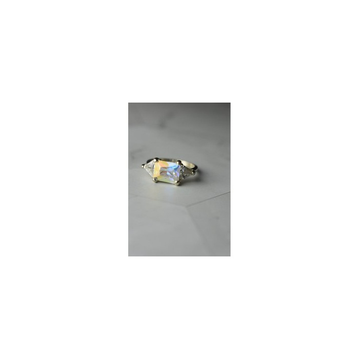 925 Sterling Silver Alpanite & CZ Ring Size 8.5