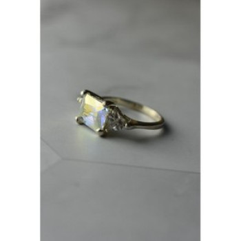 925 Sterling Silver Alpanite & CZ Ring Size 8.5