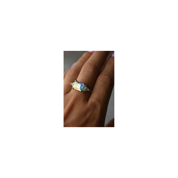 925 Sterling Silver Alpanite & CZ Ring Size 8.5