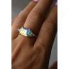 925 Sterling Silver Alpanite & CZ Ring Size 8.5