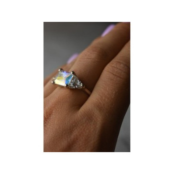 925 Sterling Silver Alpanite & CZ Ring Size 8.5