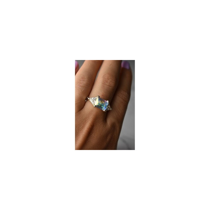 925 Sterling Silver Alpanite & CZ Ring Size 8.5