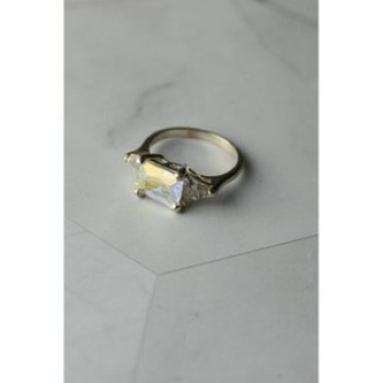 925 Sterling Silver Alpanite & CZ Ring Size 8.5
