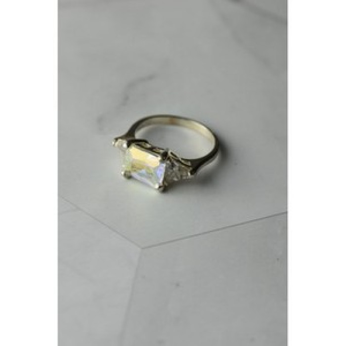925 Sterling Silver Alpanite & CZ Ring Size 8.5