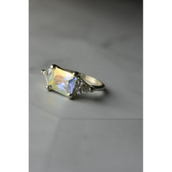 925 Sterling Silver Alpanite & CZ Ring Size 8.5