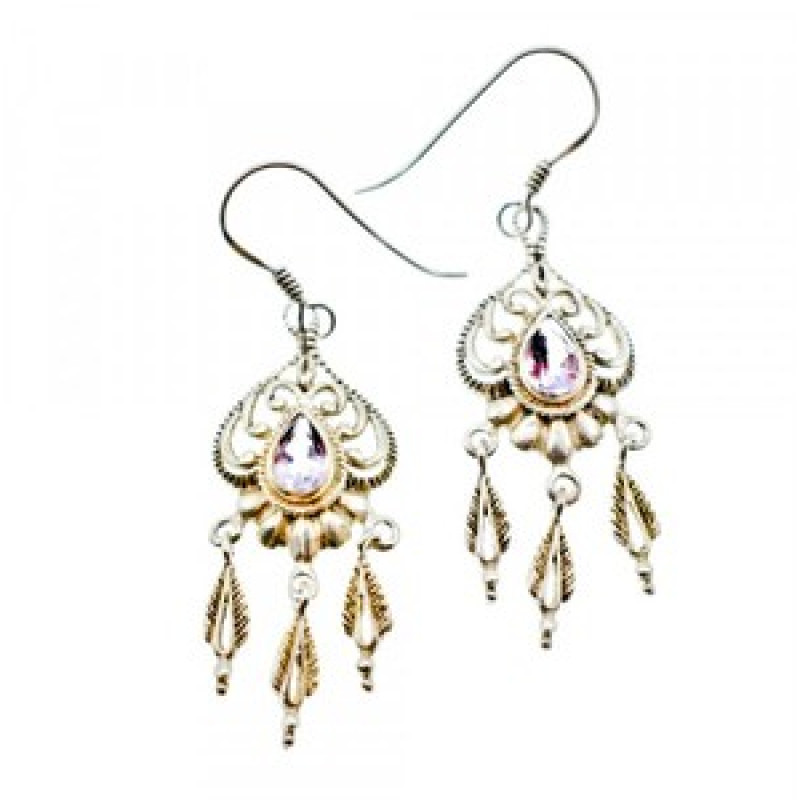 Vintage 925 Sterling Silver Amethyst Earrings
