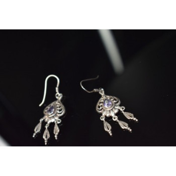 Vintage 925 Sterling Silver Amethyst Earrings
