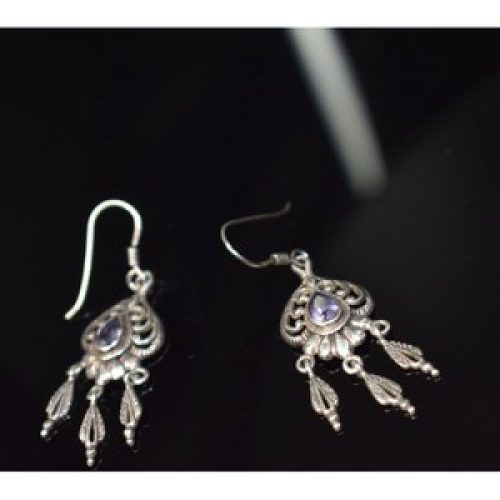 Vintage 925 Sterling Silver Amethyst Earrings