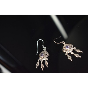 Vintage 925 Sterling Silver Amethyst Earrings