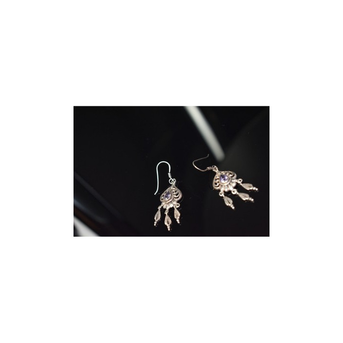 Vintage 925 Sterling Silver Amethyst Earrings