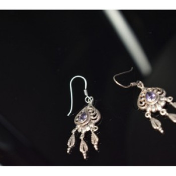 Vintage 925 Sterling Silver Amethyst Earrings