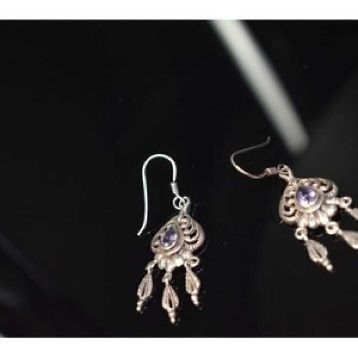 Vintage 925 Sterling Silver Amethyst Earrings