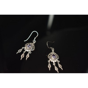 Vintage 925 Sterling Silver Amethyst Earrings