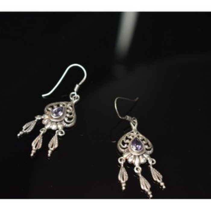 Vintage 925 Sterling Silver Amethyst Earrings