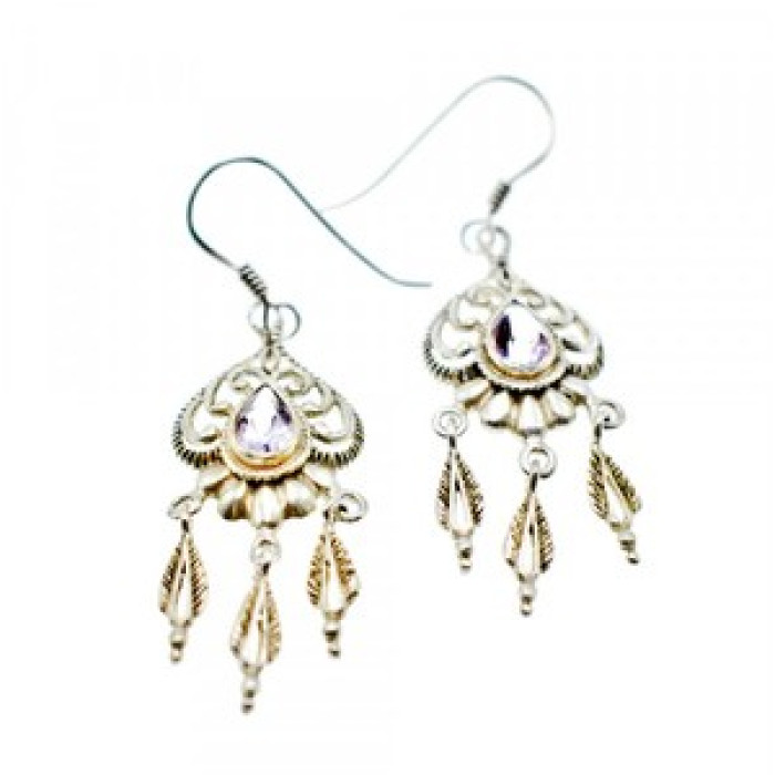 Vintage 925 Sterling Silver Amethyst Earrings