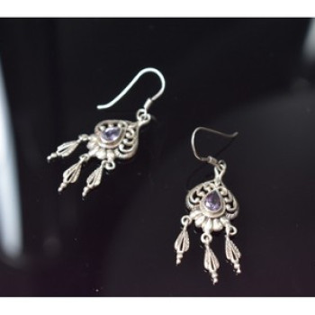Vintage 925 Sterling Silver Amethyst Earrings