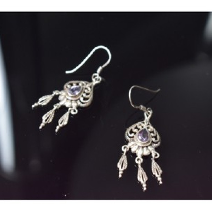 Vintage 925 Sterling Silver Amethyst Earrings