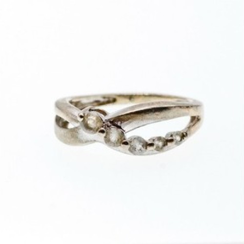 925 Sterling Silver White Topaz Ring Size 7